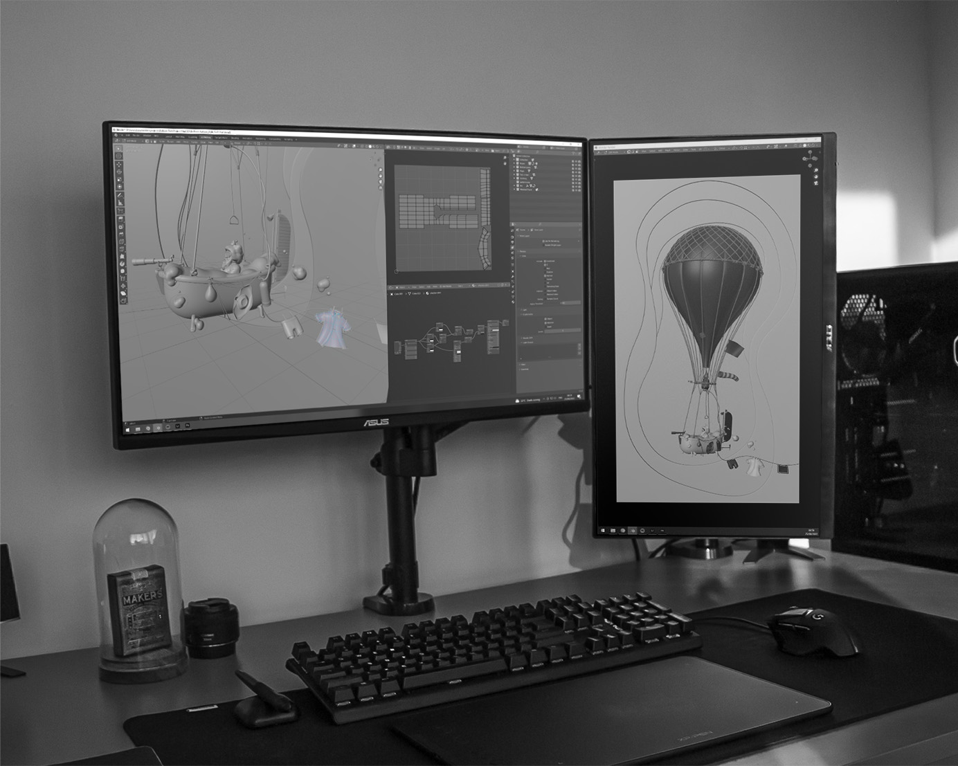 3D illustratie - Ballon - behind the scenes - Bureau